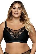 Soft bra, sheer mesh and lace, wide shoulder straps, B to K-cup